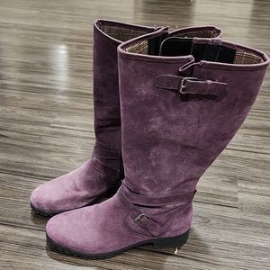 Purple Suede Boots Size 8 Tall Zip EUC
